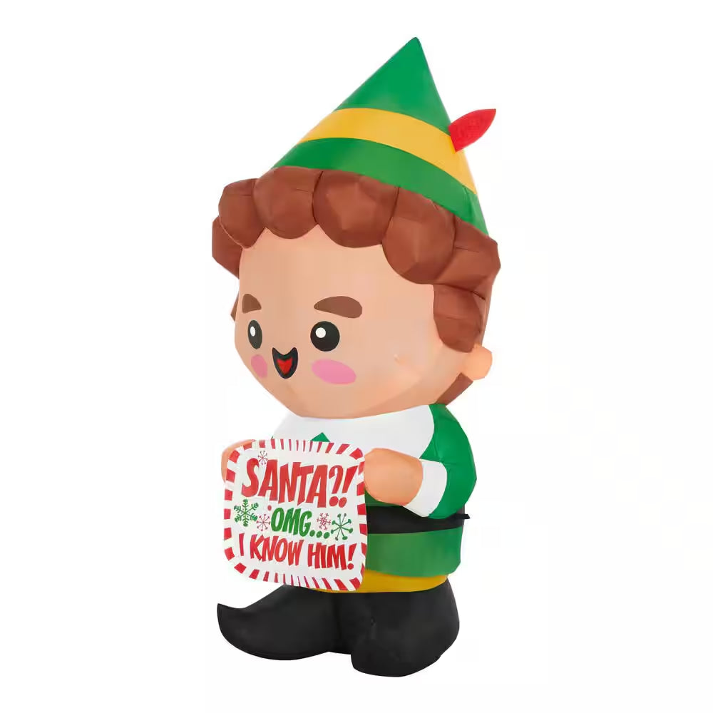 3.5 Ft. LED Stylized Buddy the Elf with Banner Christmas Airblown® Inflatable