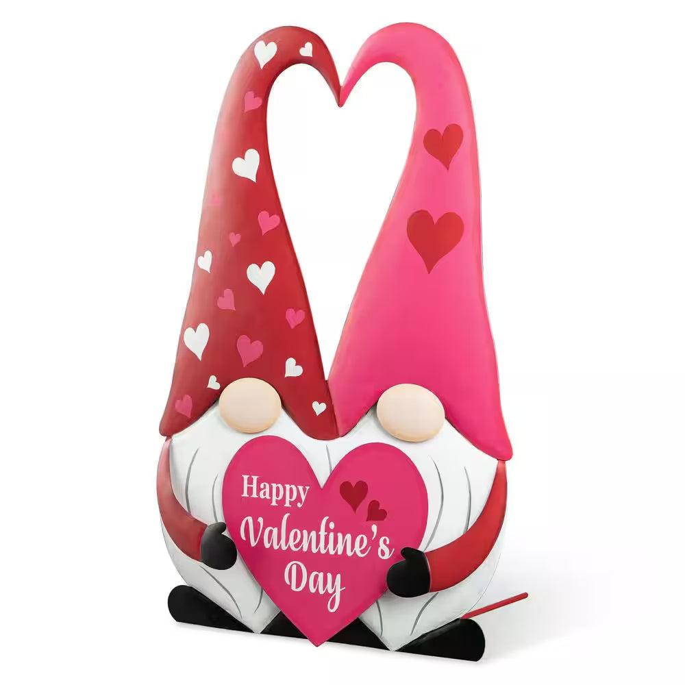 30 In. H Valentine'S Metal Gnome Couple Yard Stake(Kd, 3 Function)