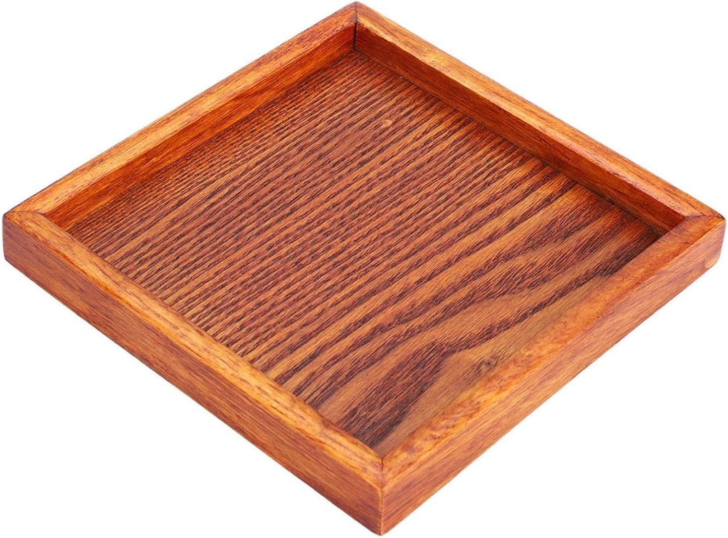 Wooden Serving Tray, Wood Tray Cheese Plates Fruit Platters for Tea Coffee Food Items and Hold Kitchen Ware(16.5 X 16.5 X 2 Cm / 6.49 X 6.49 X 0.78 Inch)