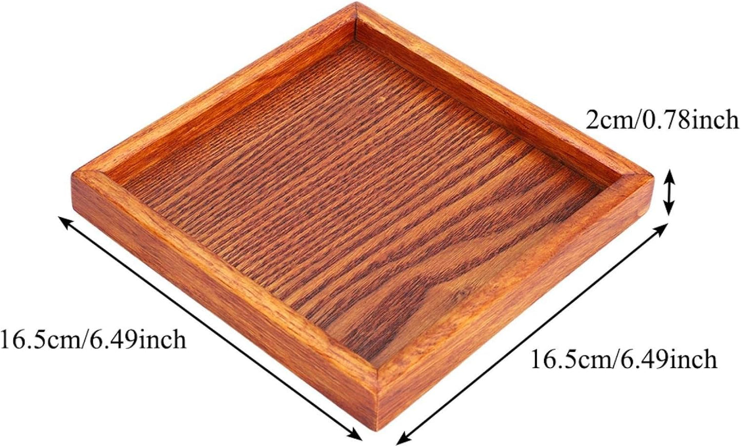 Wooden Serving Tray, Wood Tray Cheese Plates Fruit Platters for Tea Coffee Food Items and Hold Kitchen Ware(16.5 X 16.5 X 2 Cm / 6.49 X 6.49 X 0.78 Inch)