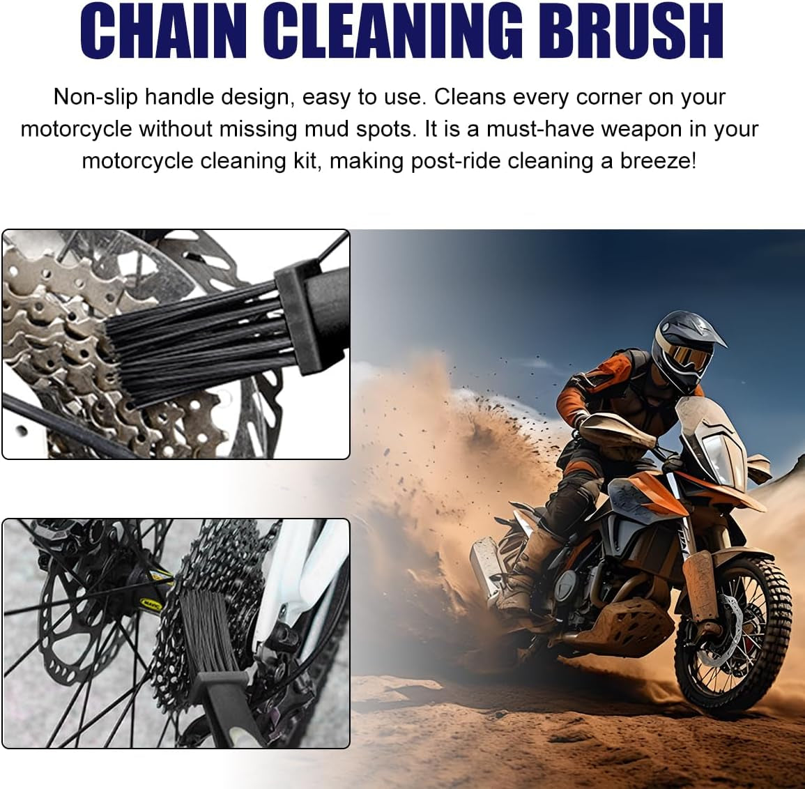 2 PCS Motorcycle Chain Brush, Chain Cleaning Crankset Brush Tool, Chain Gears Maintenance Cleaning Brush for Motorcycle Bicycle Scooter Tricycle, Motorcycle Accessories (Black)