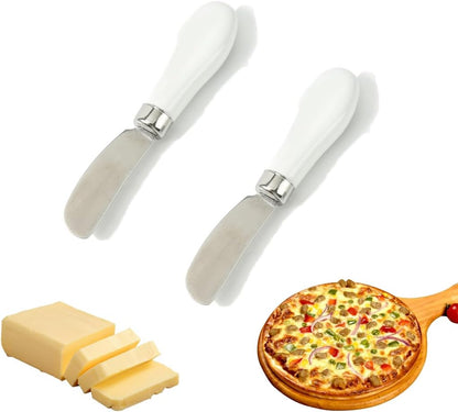 2Pcs Ceramic Handle Butter Knife Stainless Steel Butter Knife Tableware, Kitchen Butter Knife Cheese Knife, Jam Spatula, Household Cheese Knife