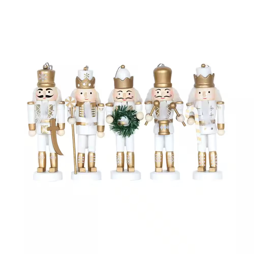 5 In. White and Gold Nutcracker (Set of 5)