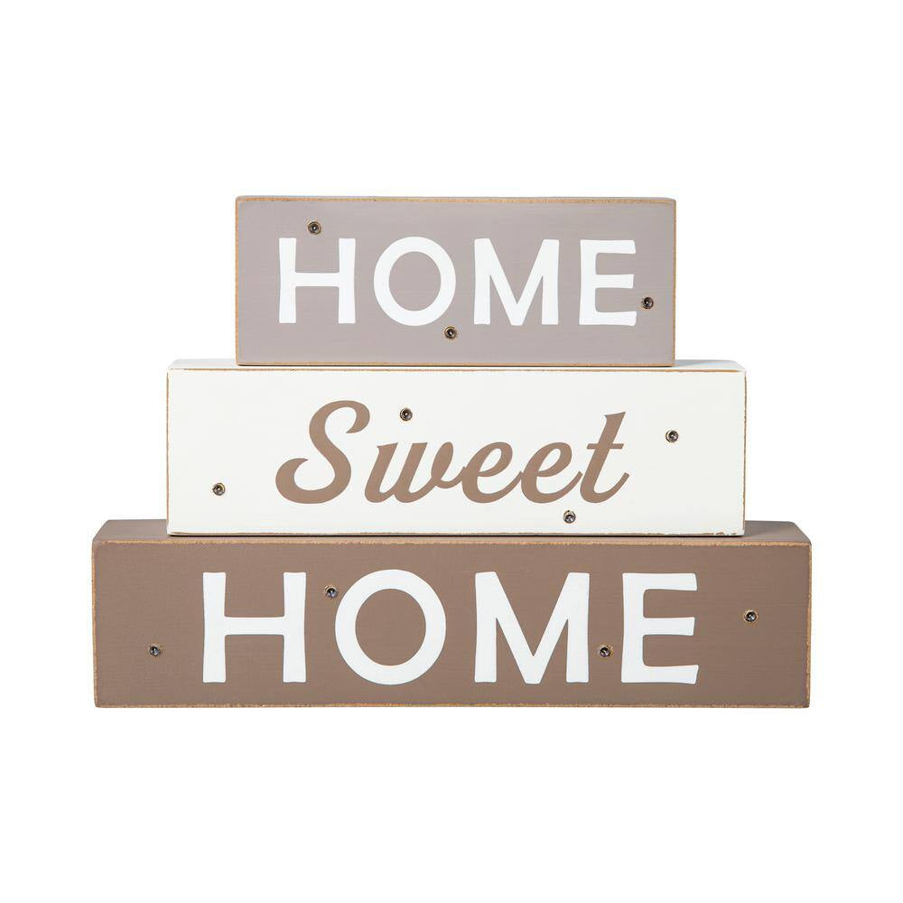 12.75 In. H Lighted Wooden Block Word Sign, W/5 Changeable Top Decors (Spring/Valentine/Patriotic/Fall/Christmas)