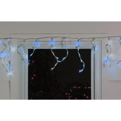 6.75 Ft. 100-Light Blue LED Wide Angle Icicle Lights