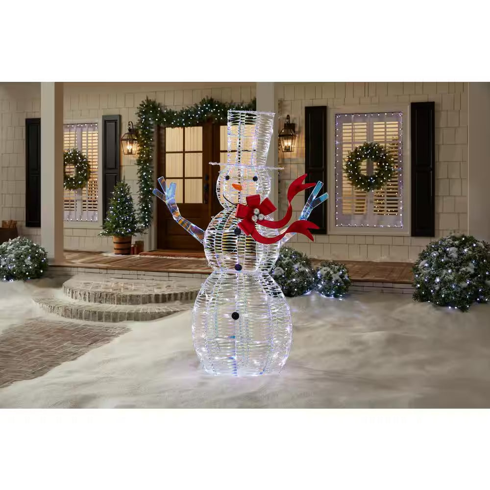 6 Ft. Iridescent Twist LED Iridescent Snowman Holiday Yard Decoration Y28