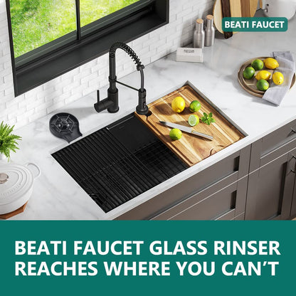 Matte Black Glass Rinser for Kitchen Sink, Cup Baby Bottles Washer Cleaner,Kitchen Sink Accessories for Wet Bar