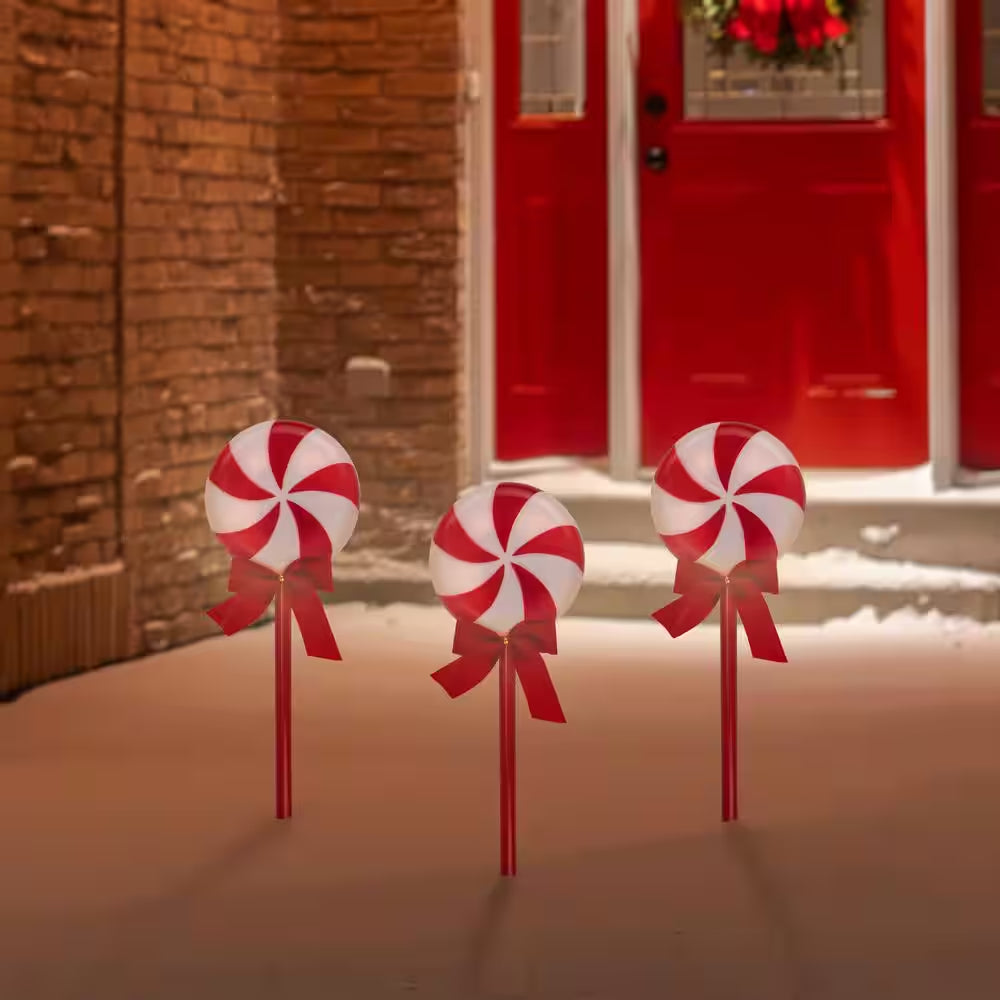 Set of 3 Peppermint Candies Christmas Pathway Markers 16 In.