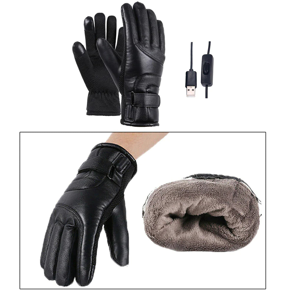 Electric USB Heated Gloves Winter Warming Thermal Ski Snow Hand Warm Windproof