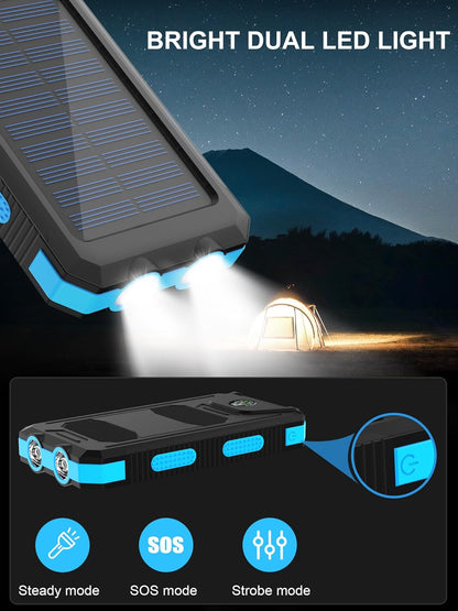 Solar Charger,38800Mah Portable Solar Power Bank,Waterproof External Backup Battery Power Pack Charger with USB C/LED Flashlights Compatible with Iphone,Tablet,Android,Suitable for Outdoor Camping