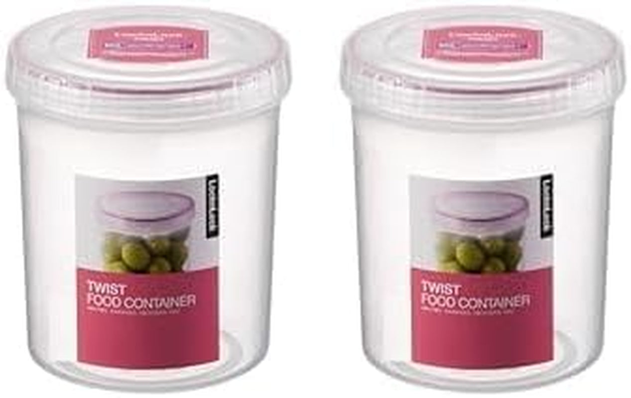 Easy Essentials Twist Food Storage Lids/Airtight Containers, BPA Free, Tall-30.4Oz Clear (Pack of 2)