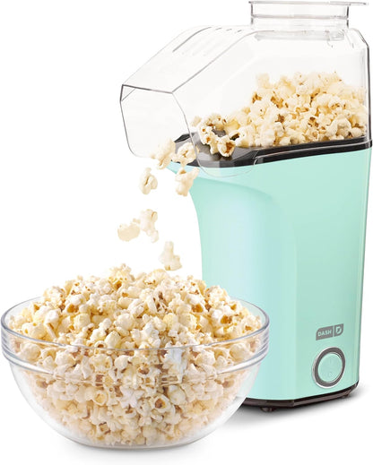 Hot Air Popcorn Popper Maker with Measuring Cup to Portion Popping Corn Kernels + Melt Butter, 16 Cups - Aqua