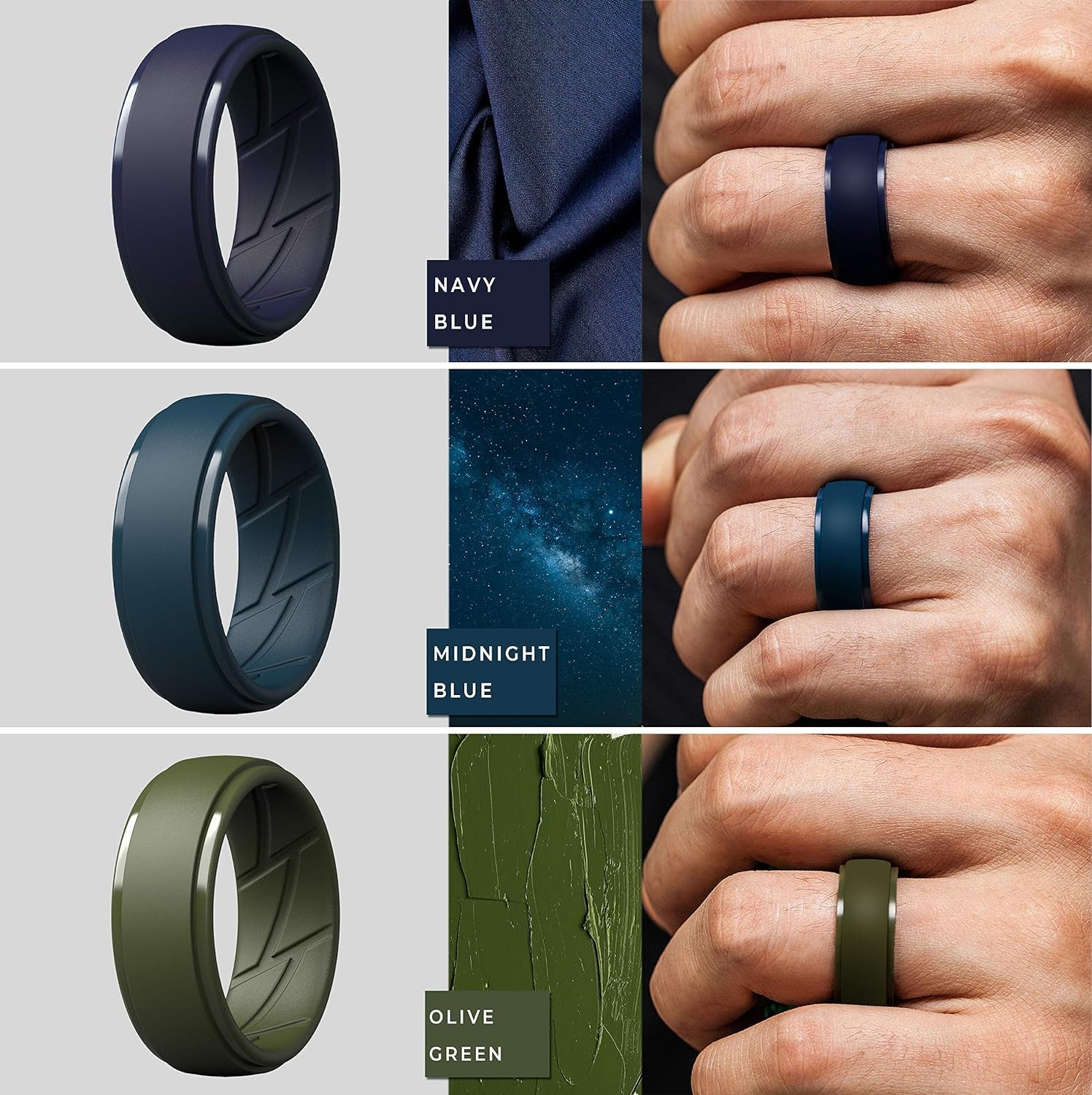 Thunderfit Silicone Ring Men, Breathable with Air Flow Grooves - 10Mm Wide - 2.5Mm Thick