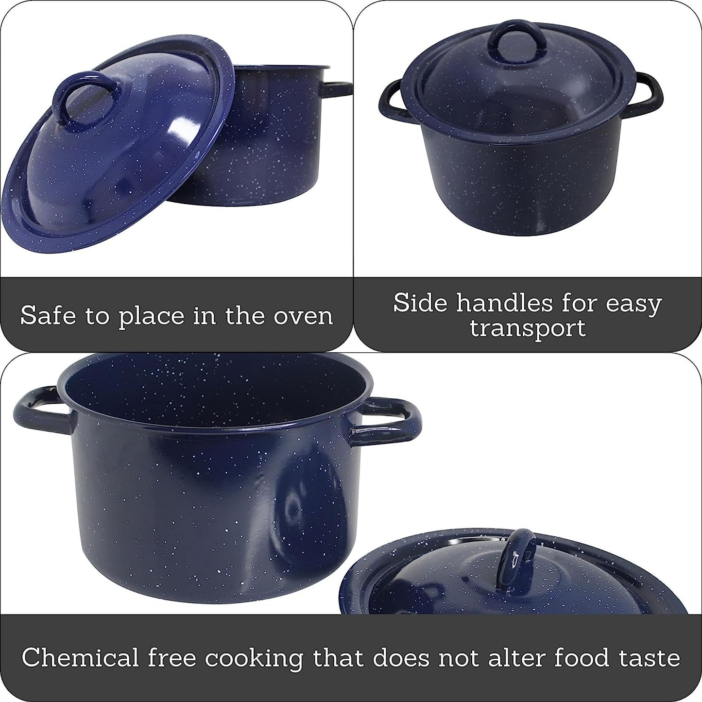 6.0Qt Enamel Stock Pot, Blue