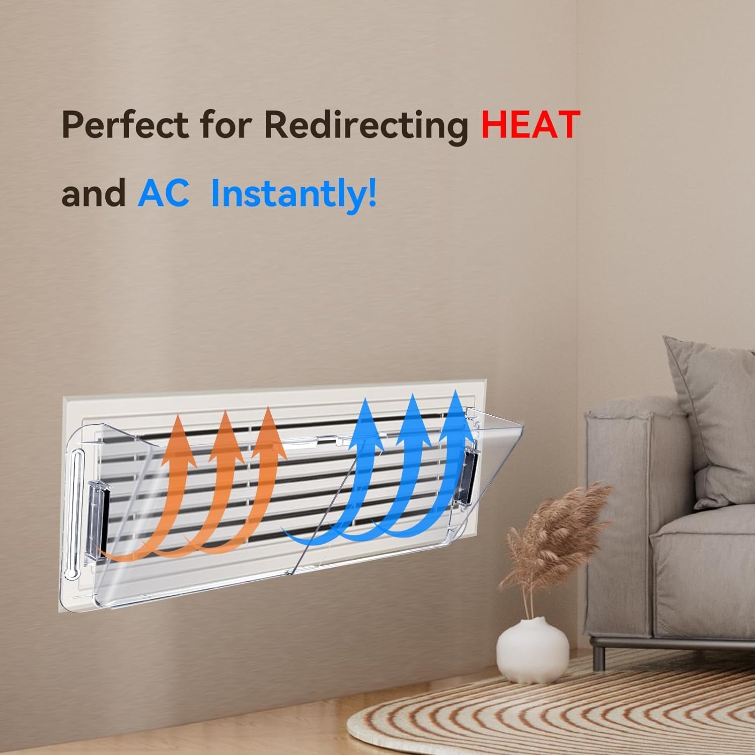 Adjustable Air Vent Deflector for Ac,Ceiling, Wall, Floor, 9” to 14” Wide, Baseboard - Magnetic, Heat & Wind Blocker,Vent Covers for Central Conditioner, Heating, Refrigeration, Builder,2 Pack