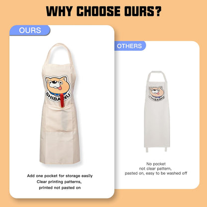 the Way of the Househusband Apron - Anime Gokushufudo Cute Shiba Inu Printed Cooking Cosplay Costume