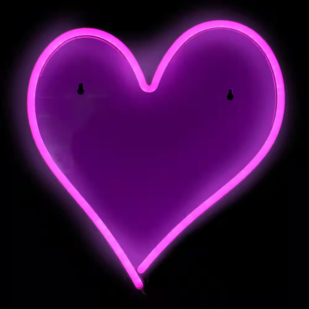 13.5 In. Neon Style LED Lighted Valentine'S Day Heart Window Silhouette Sign