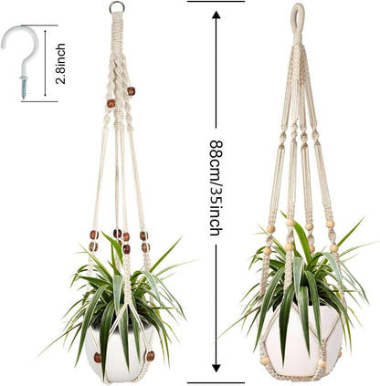 Augshy Macrame Plant Hanger, 2 Packs Plant Hangers, Hanging Planter for Indoor Plants Decorative Macrame Pot Hanger for Home Decor