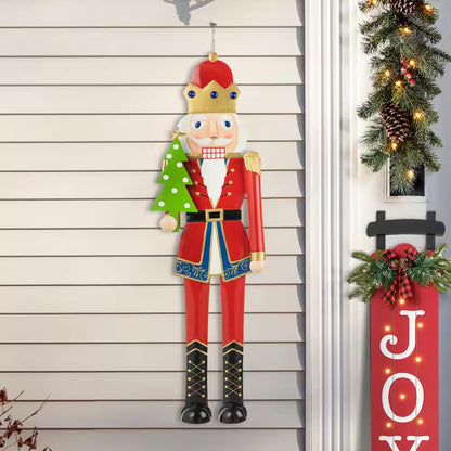 43.25 In. H Metal Nutcracker Christmas Yard Decor Yard Stake or Standing Decor or Hanging Decor (KD, Three Function)