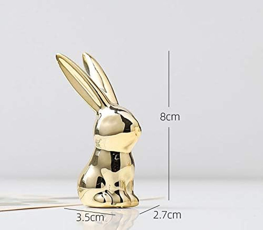 Ceramic Animal Figurines Ornaments, Gold Home Decor Sculptures and Statues Handmade Artware Gifts (Rabbit)