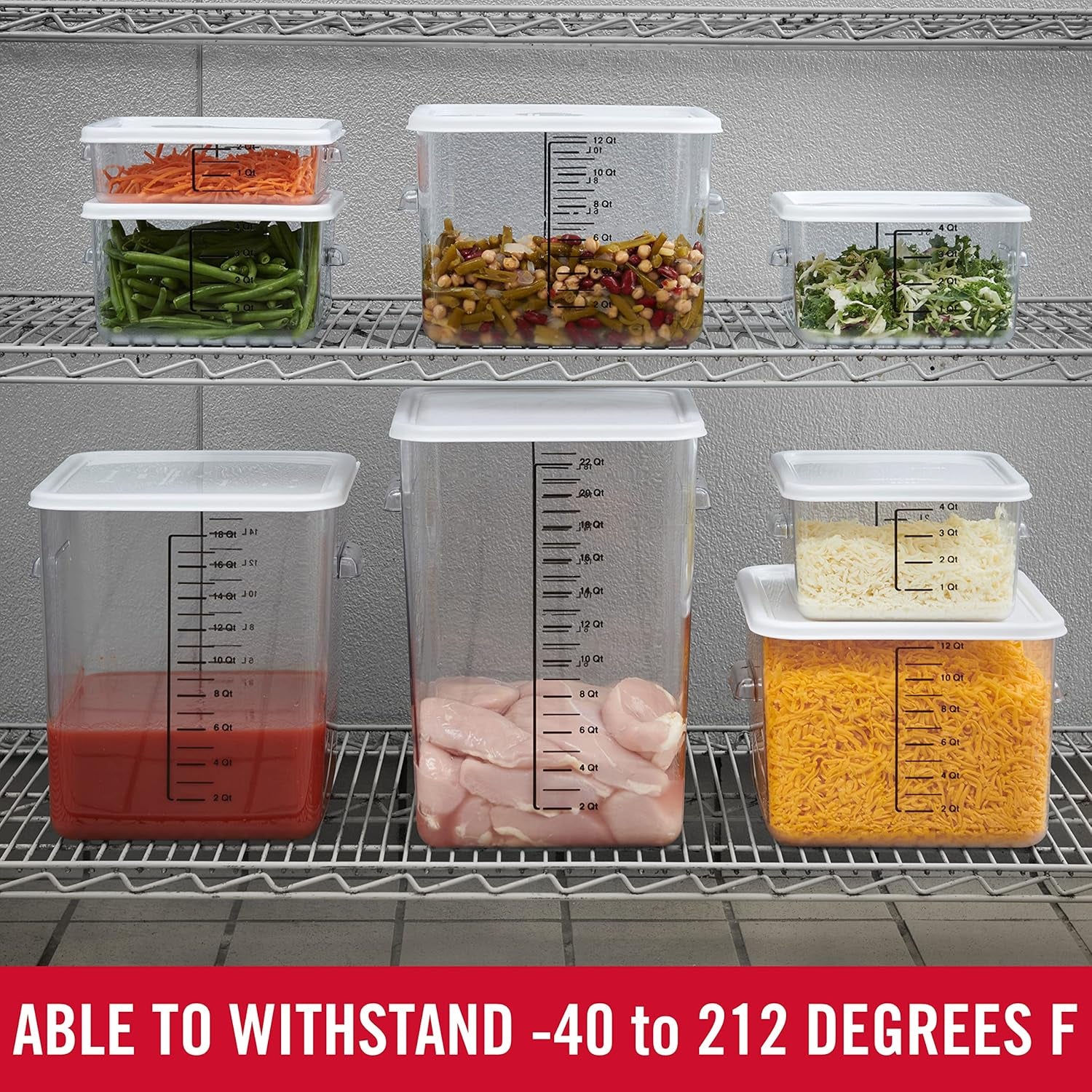 Commercial Products, Space Saving Square Food Storage Container, 12 Quart, Clear, for Kitchen/Sous Vide/Meal Prep