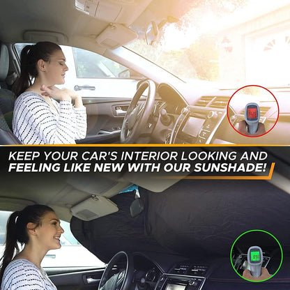 Econour Car Windshield Sun Shade (2 Pack), Reflector Sunshade for Ultimate Protection, Car Reflective Sun Blocker Fits Small Sedans, Mini Suvs, & Hatchbacks, Standard (64 in X32 In)