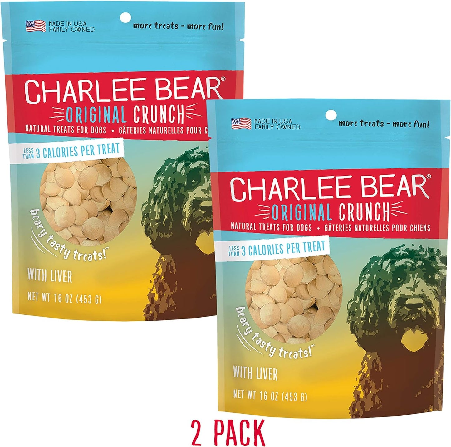 Charlee Bear Dog Treats with liver, 16 oz - Pack of 2