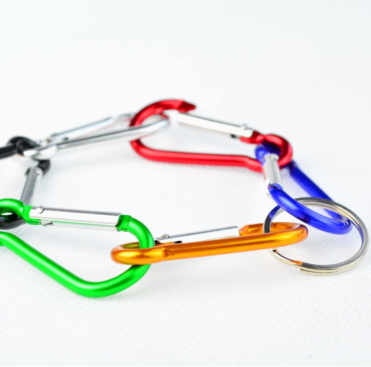 30Pcs 2 Inch Carabiner Clips with Keyrings Aluminum D-Ring Spring Lock Hooks