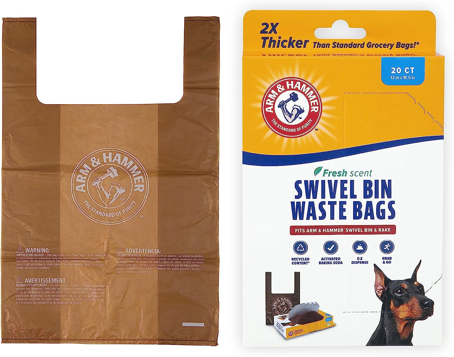 Heavy Duty Pet Waste Bags for Swivel Bin & Rake Dog Pooper Scooper, 20 Count Refill Bags (Packaging May Vary)