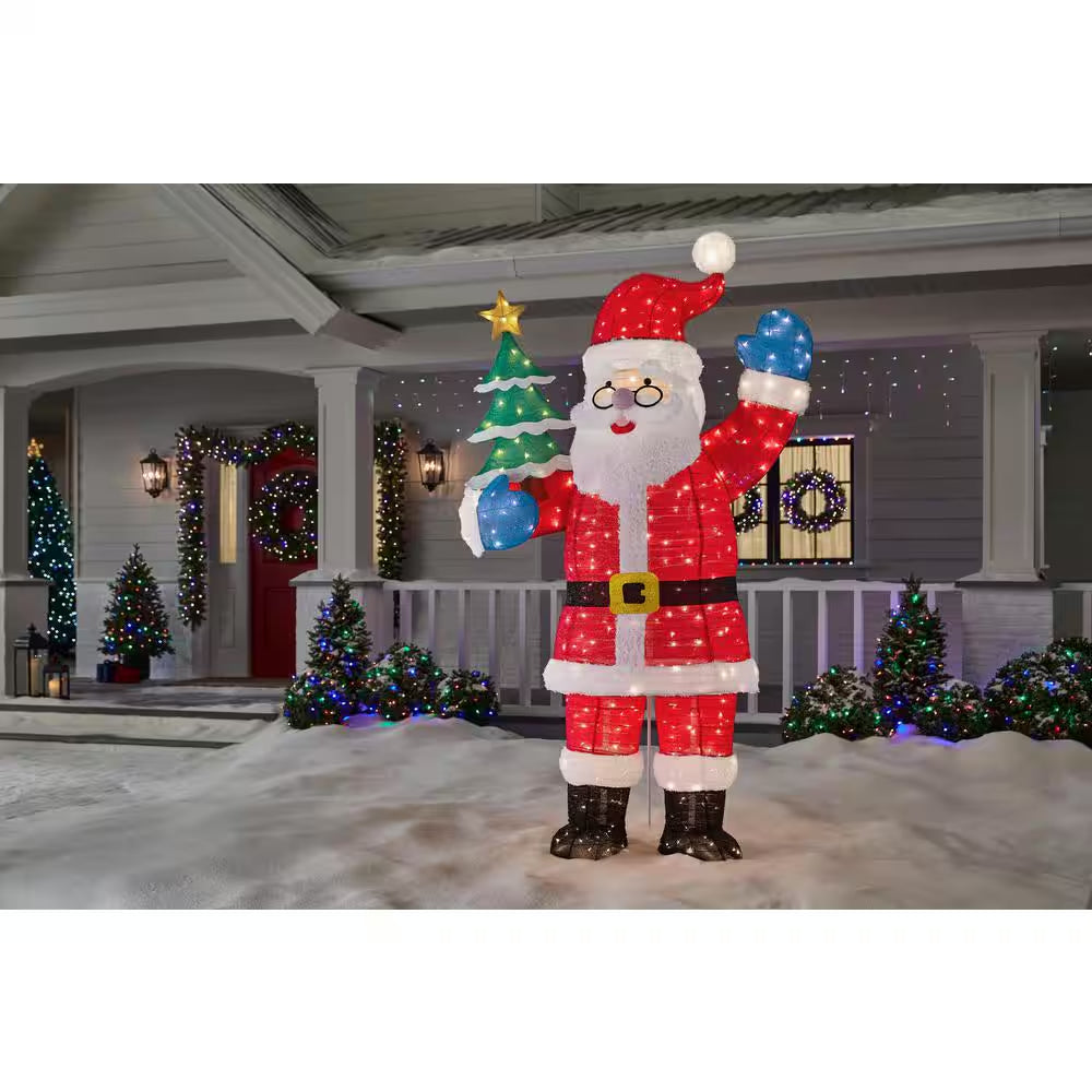 8 Ft. Yuletide Lane Giant-Sized LED Collapsible Santa Holiday Yard Decoration Y14