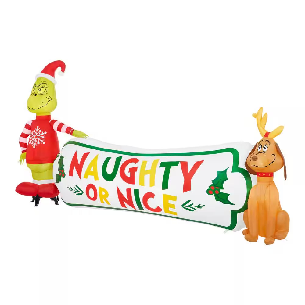 9 Ft. W LED Grinch with Naughty or Nice Christmas Airblown® Inflatable