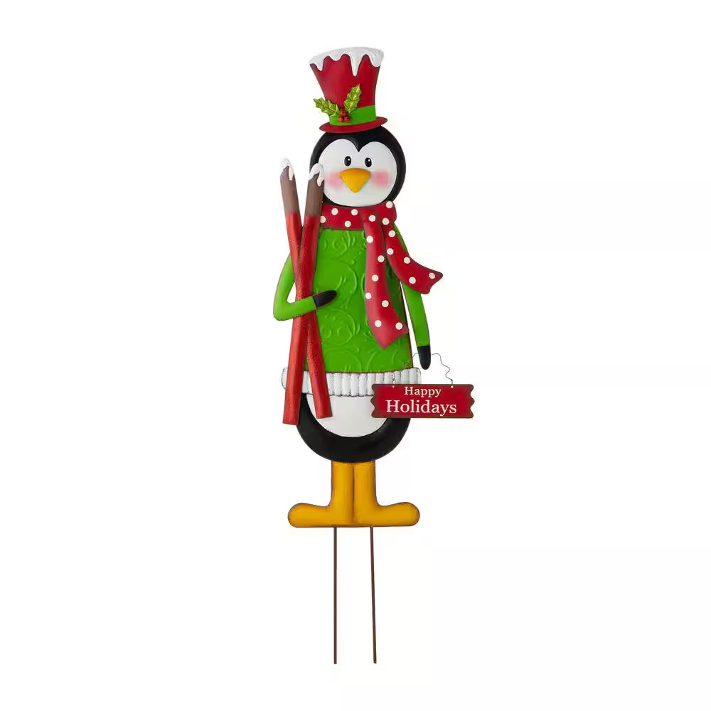 36 In. H Metal Penguin Yardstake or Standing Decor or Wall Decor (KD, 3 Function)