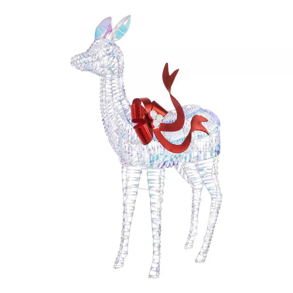 4 Ft. Iridescent Twist LED Iridescent Reindeer Holiday Yard Decoration Y30