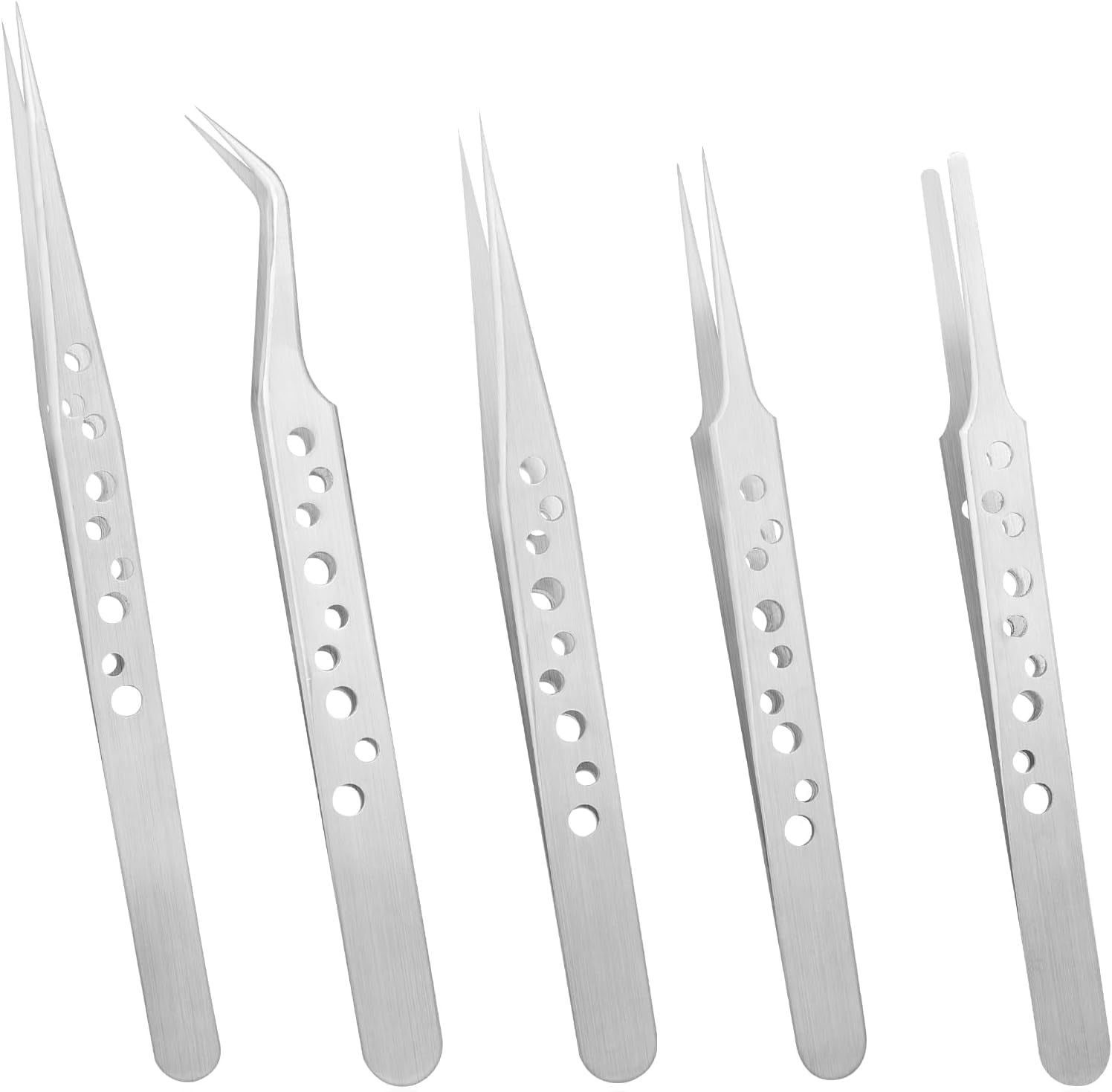 5PCS Needle Nose Tweezers Long Soldering Tweezers Precision Curved Anti-Slip Upgraded Set Anti-Static Electronic Tweezer Tool Stainless Steel for Electronics Repair Jewelry-Making Crafting Laboratory