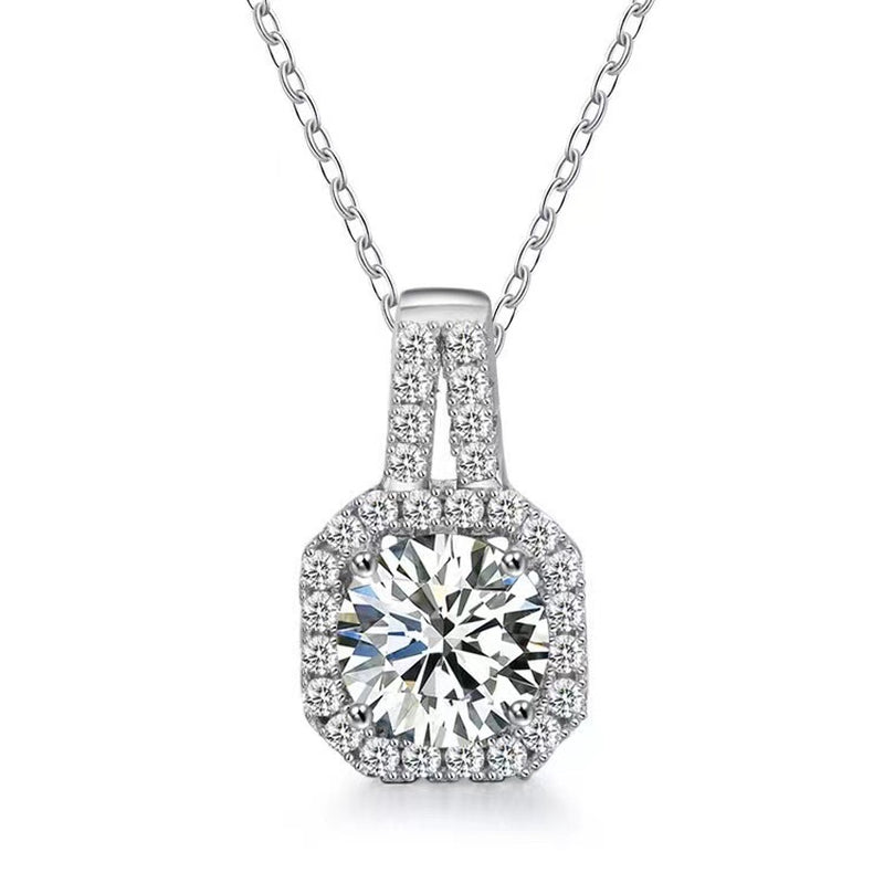 Moissanite S925 Sterling Silver Necklace for Women All-Match Niche High Sense