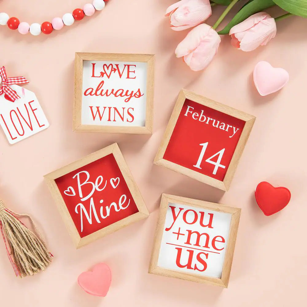 Valentine'S 4 In. H Wooden Block Table Decor (Set of 4 )