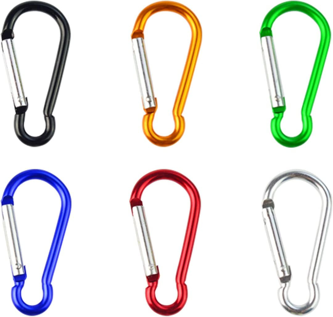 30Pcs 2 Inch Carabiner Clips with Keyrings Aluminum D-Ring Spring Lock Hooks