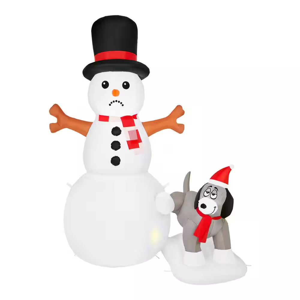 6 Ft. Animated LED Snowman and Dog Scene Christmas Airblown® Inflatable