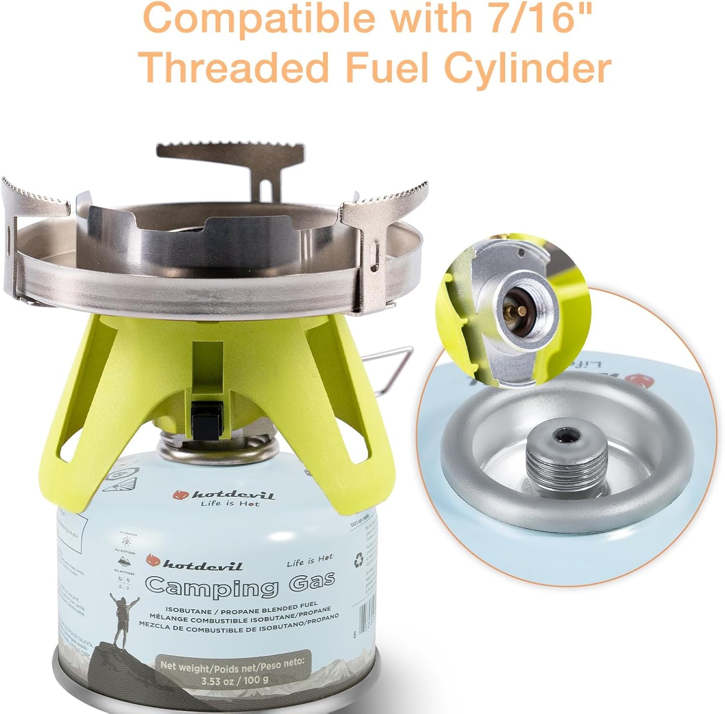 Portable Bottletop Propane Camping Stove with 1-Burner, Wind Baffles & Pressure Regulator for Outdoor Cooking, Hiking, Backpacking, Camping.