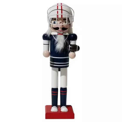 14 In. Red and White Wooden Christmas Nutcracker Football Player