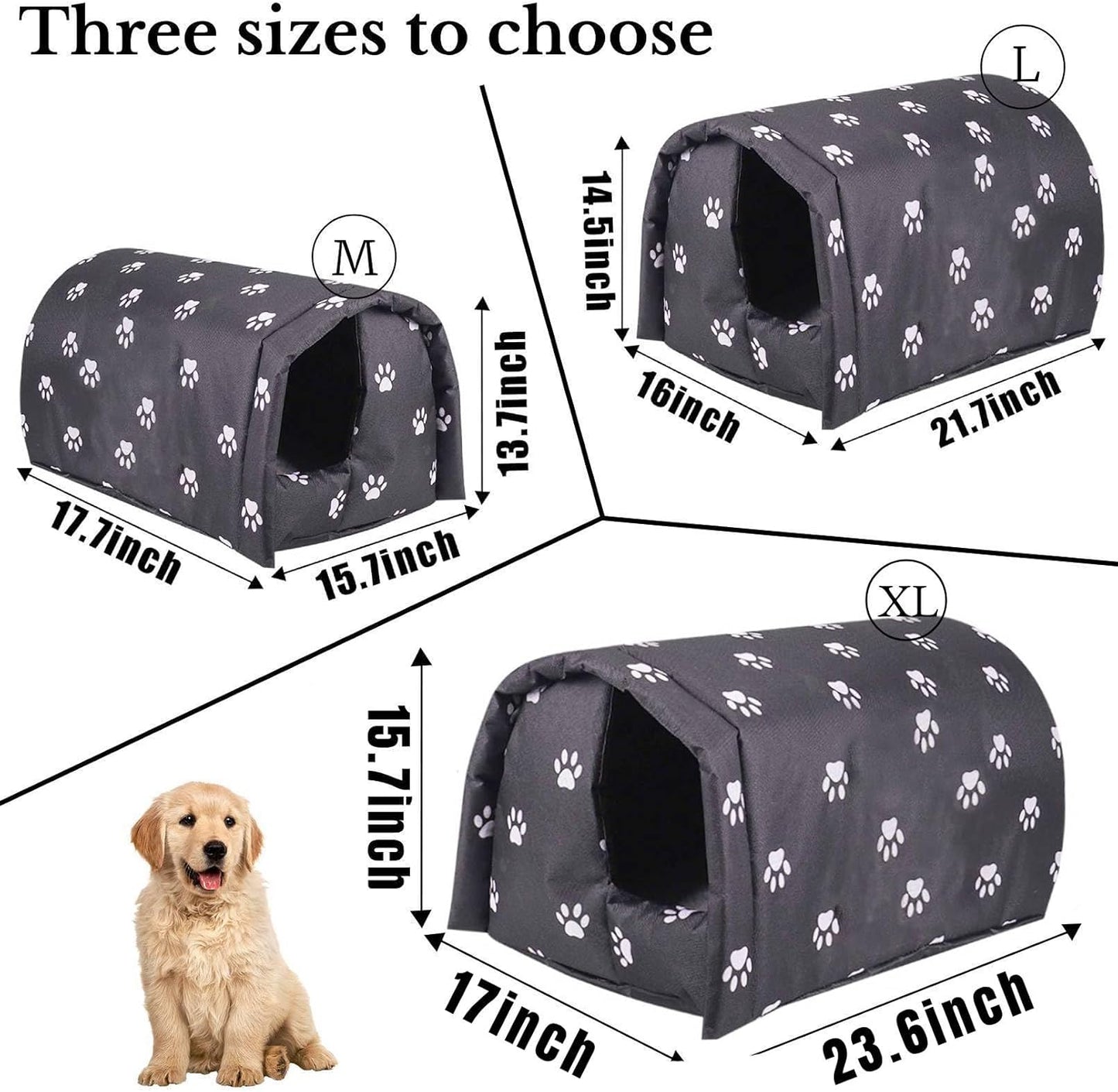 Stray Cats Shelter, Waterproof Outdoor Cat House Foldable Warm Pet Cave for Winter Wild Animal Tent Bed Anti-Slip Kitten Cave for Feral Cat Dog Puppy Weatherproof Black