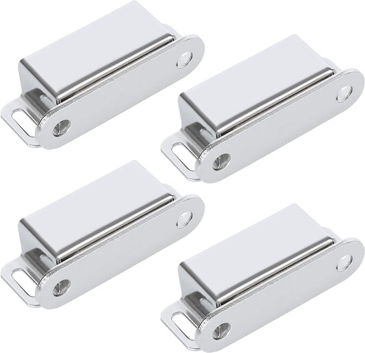 Magnetic Cabinet Catch - Strong Magnetic Door Closure Latches for Cabinets and Closets, Stainless Steel Hardware for Cupboards and Wardrobes, Chrome Finish (Pack of 4)