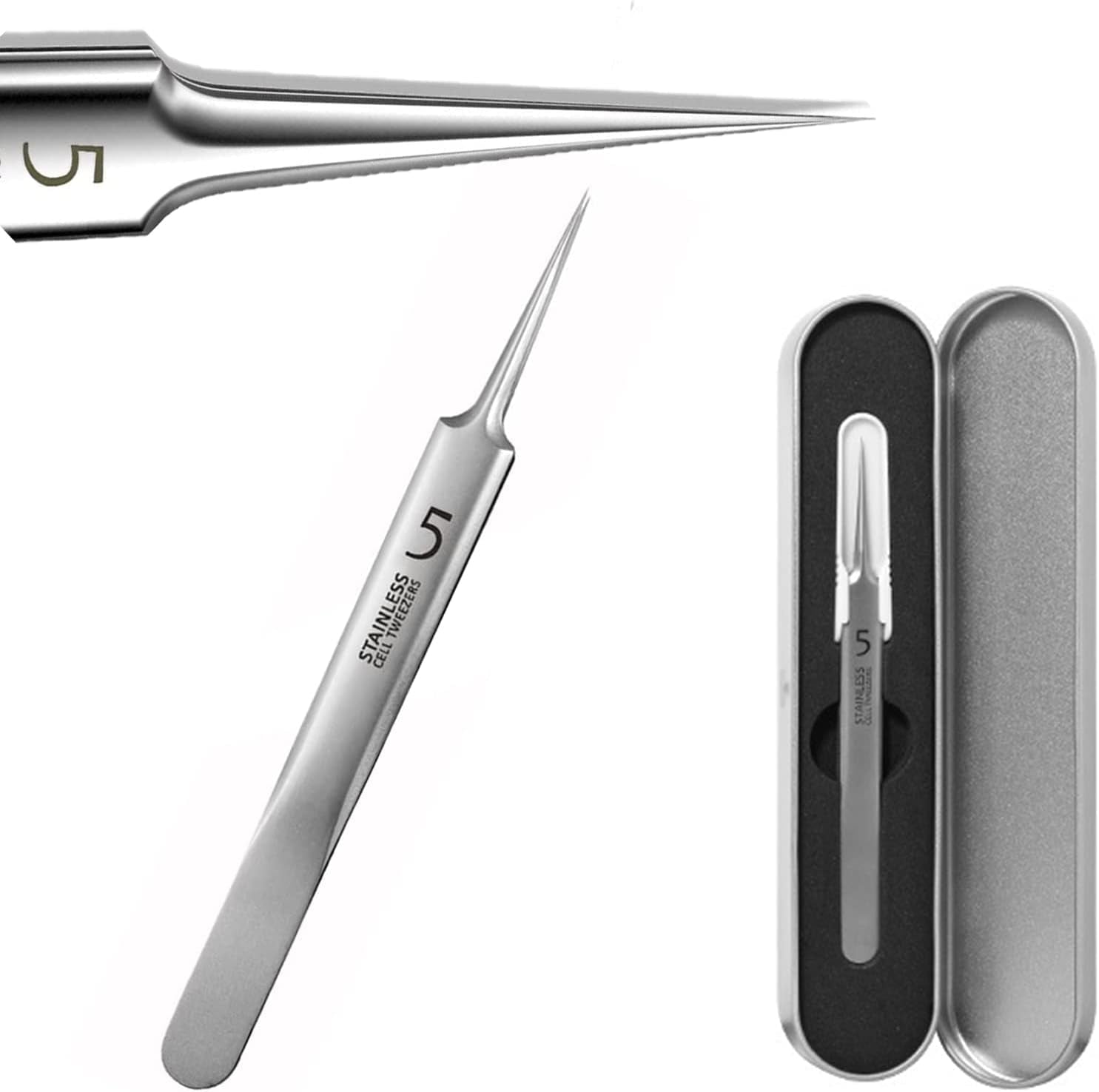 Removal Blackhead Tweezers Precision Stainless Steel Curved Hook for Acne Pimples Comedones Blemishes or Splinters Removal and Ingrown Hair Treatments