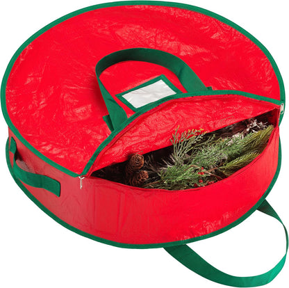 , Christmas Wreath Storage Bag - Durable, Tarp Material, Zipper, Sturdy Carry Handles, Pest Protection - Ideal Home, Garage Organization for Seasonal Holiday Wreath Decorations. (30")