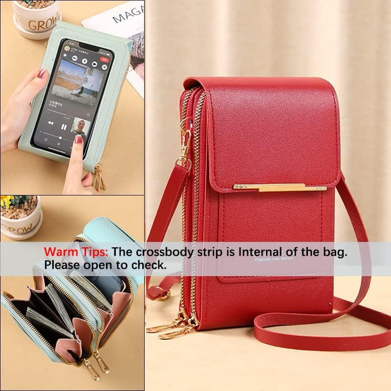 Anti-Theft Leather Bag,Small Crossbody Cell Phone Purse Wallet for Women,Rfid Block Phone Purse Crossbody with Shoulder Strap