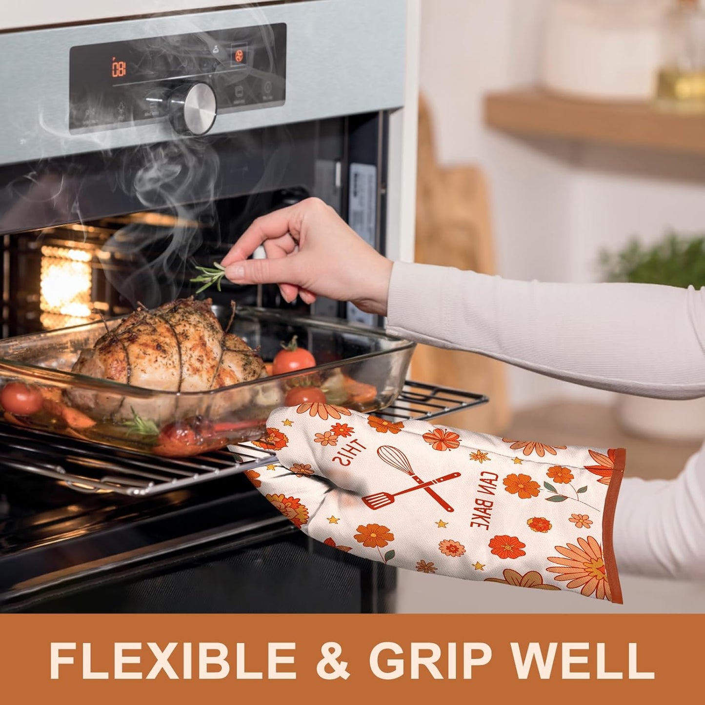 Professional Heat-Resistant Oven Mitts - Set of 2, Ideal for Cooking, Grilling, and Baking - Microwave Safe Kitchen Accessories