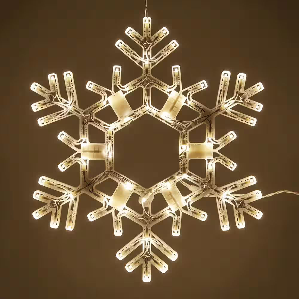 20 In. 70-Light LED Warm White Folding Snowflake Decoration