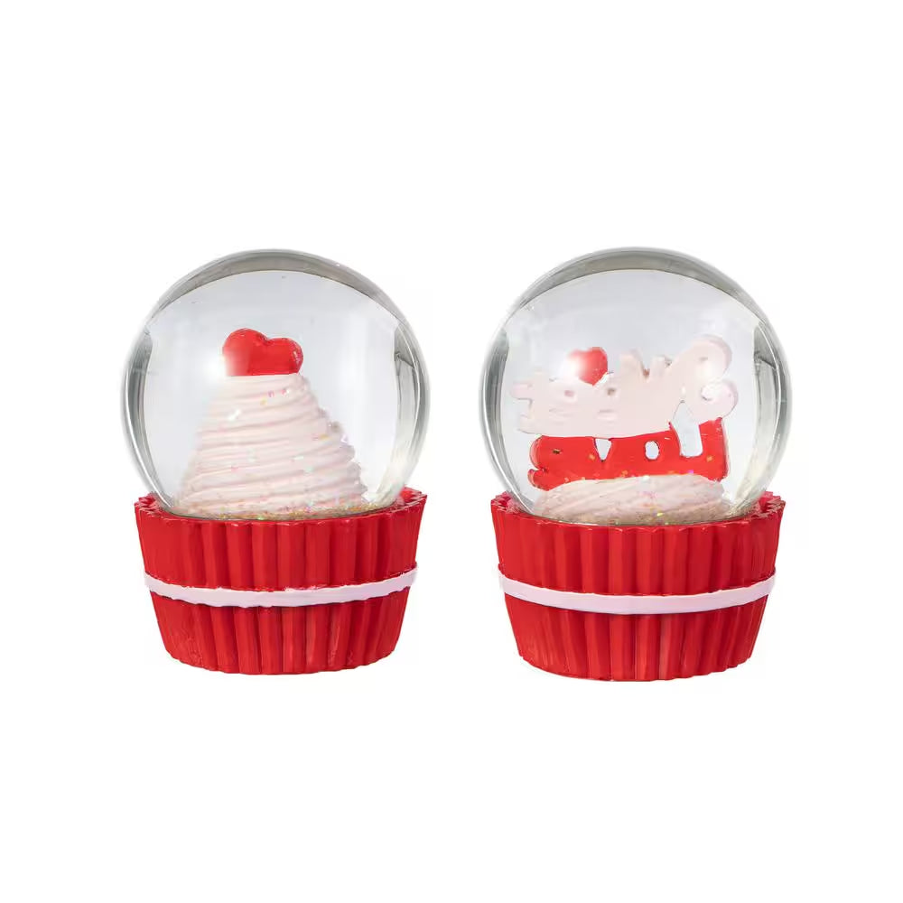 Valentine'S 3.25 In. H Resin Cupcakes Waterglobes (Set of 2)