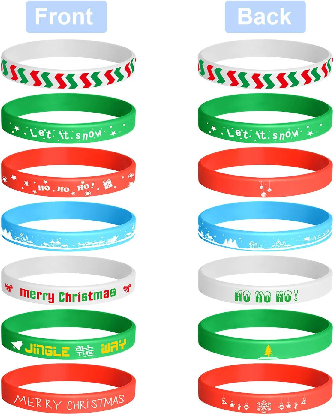 70 Pieces Christmas Wristband Silicone Wristbands Rubber Band Bracelets for Christmas Party Decoration Supplies