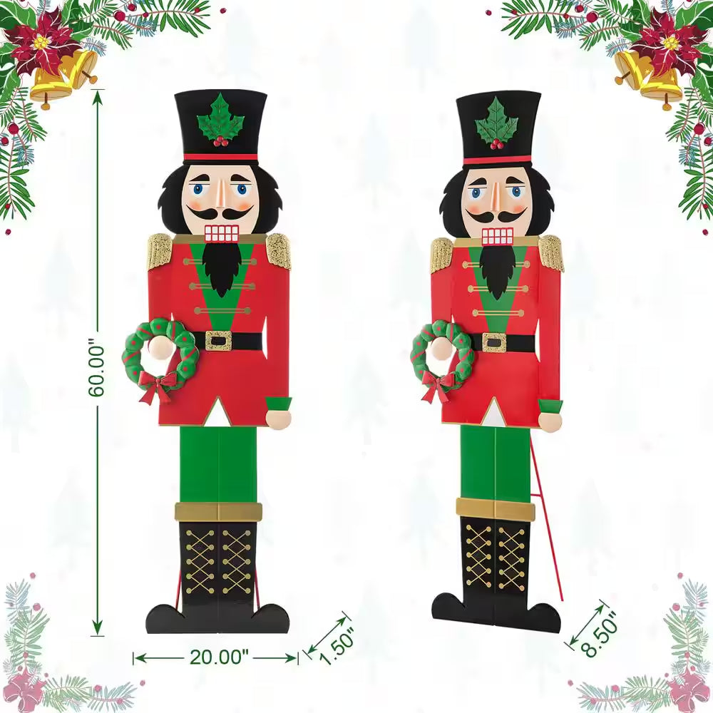 60 In. H Metal Nutcracker Porch Decor